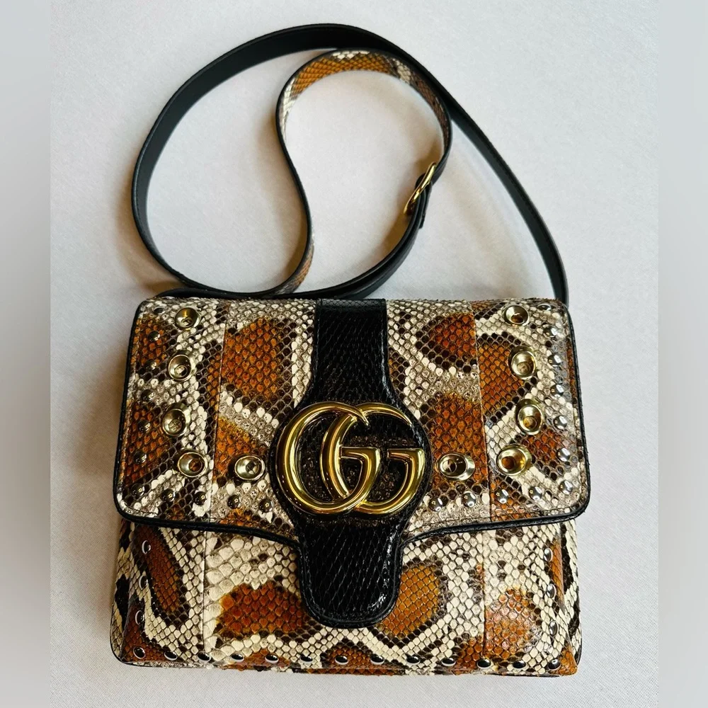 ๐๏ธ๐๏ธ GUCCI ARLI EMBELLISHED PYTHON SHOULDER BAG ๐ฅ๐ฅ RARE ๐ฅ๐ฅ - Picture 4 of 16